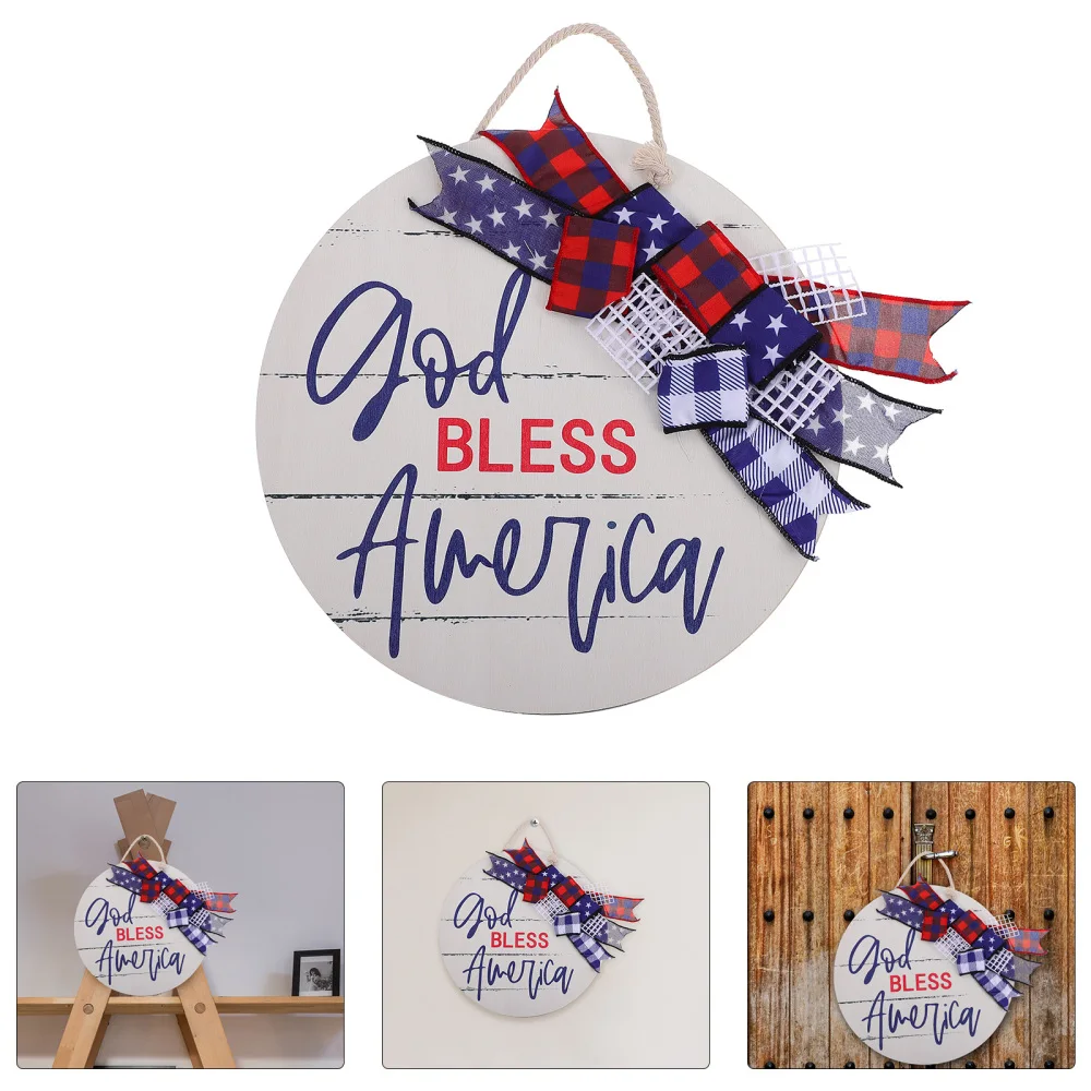

Independence Day Decors Festival Hanging Ornaments Retro Adornments Wooden Sign