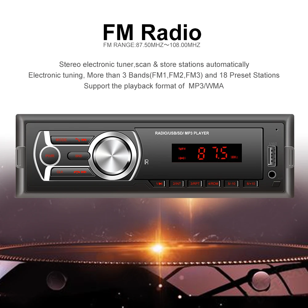 Автомобильное радио AUSEK 1din Авто Аудио Стерео Bluetooth авторадио FM AUX вход приемник USB