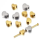 5 шт., бусины в форме сердца из нержавеющей стали