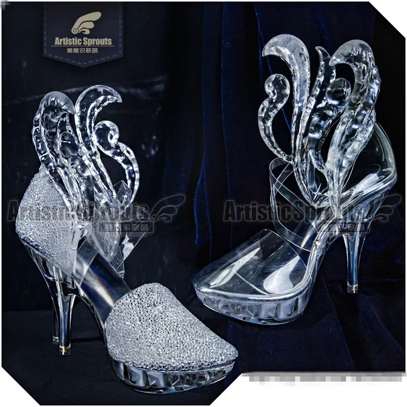 

HEDai In stock Dou Luo Da Lu Xiao Wu Cosplay Shoes Woman Princess Cos Crystal Shoes