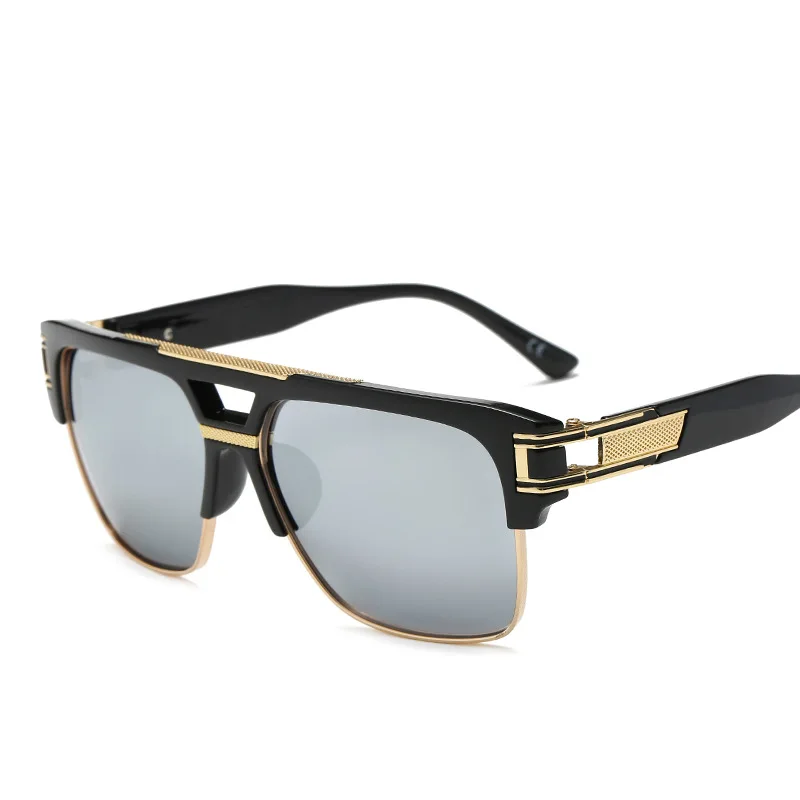 

Fashion New Personality Flat Sunglasses Men and Women with The Same Style Frame Retro Colorful Reflective Personality Sunglasses