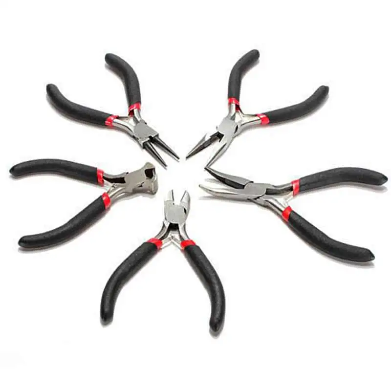 

5pcs Jeweler Pliers DIY Tool Set Round Long Bent Daigonal Side Cutter End Cutting Nose Jewelry Making Beading Wire BOM666