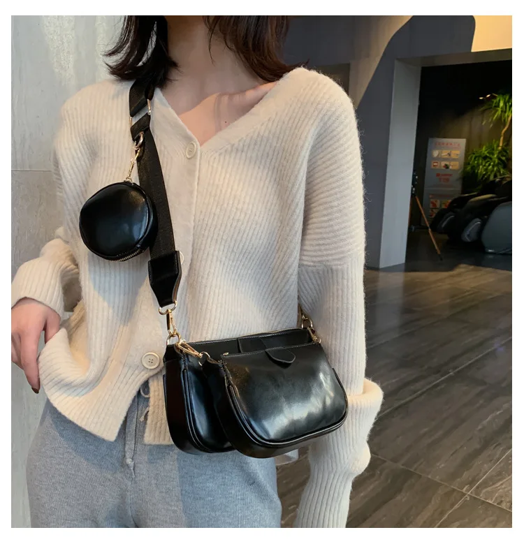 Модная женская сумка Кроссбоди из 3 предметов одноцветная универсальная через