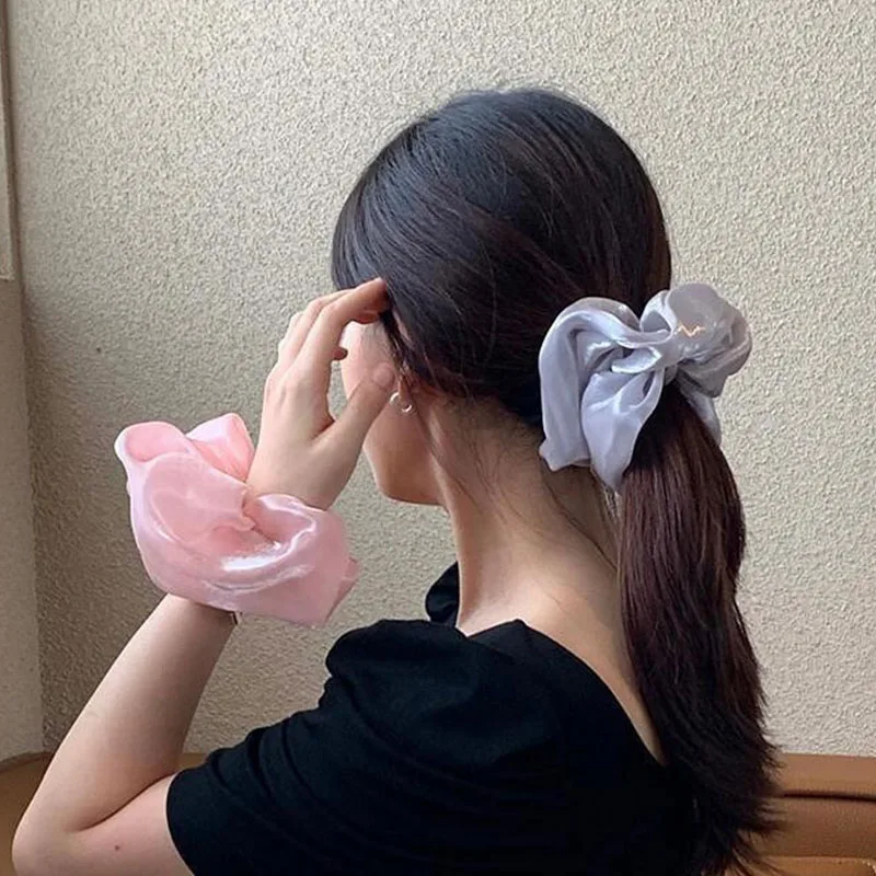 

Oversized Hair Scrunchies For Women Solid Satin Silk Scrunchie Hair Rubber Bands Elastic Hair Ties Accessories Ponytail Holder