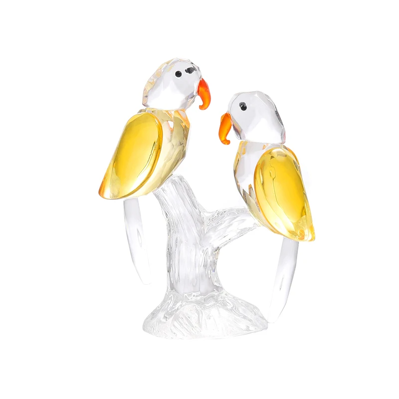 

1 Pair Clear Crystal Glass Parrots Decorated Home Car Decoration Ornaments Festival Gifts