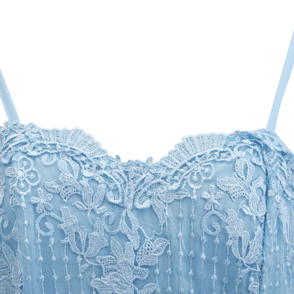 Сексуальное длинное платье женские кружевные платья-Макси без рукавов с