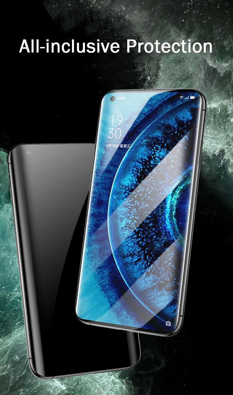 Защита экрана для Oppo Find X2 Pro стеклянная пленка 9D полное закаленное стекло
