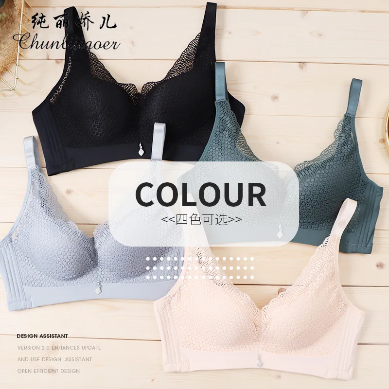 

The New Girly Lace Bra Three-dimensional Gathering Without Steel Ring Underwear Adjustment Sexy Beautiful Back Bra Temperament