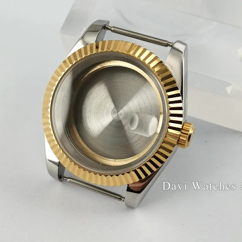 Bliger Watch Case 39mm sapphire glass Silver gold plated Parts fit ETA 2836 DG2813 3804 Miyota 8215 821A | Наручные часы