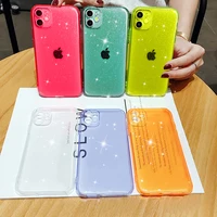 luxury shining glitter powder phone case for iphone 13 pro max 12 mini 11 x xr xs 7 8 plus se 2020 transparent soft bling cover
