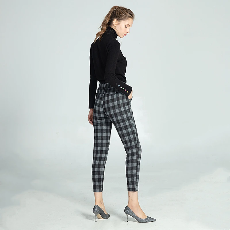 Брюки Marwin женские зимние в клетку утепленные повседневные штаны полоску с