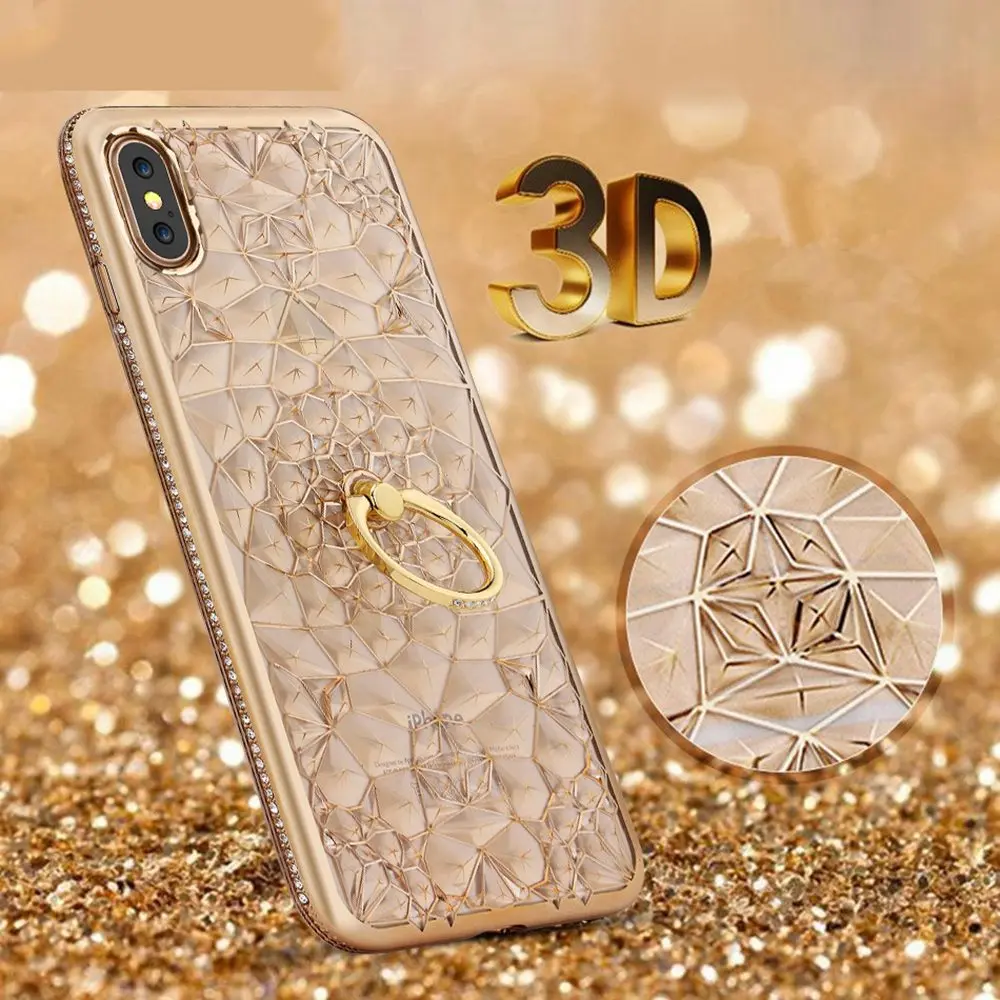 Чехол для iPhone 11 Pro Max роскошный блестящий чехол с кольцом бриллиантами Apple 6S 7 8 Plus XS