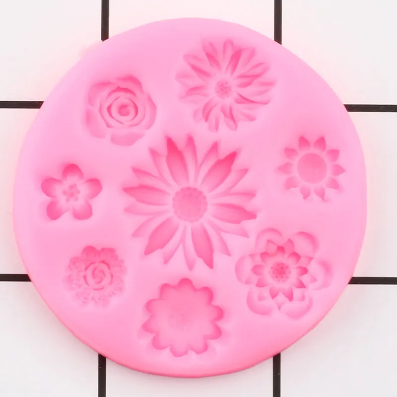 

Flower Silicone Molds Daisy Rose Poppy Cupcake Topper Fondant Mold DIY Wedding Cake Decorating Tools Chocolate Candy Clay Moulds