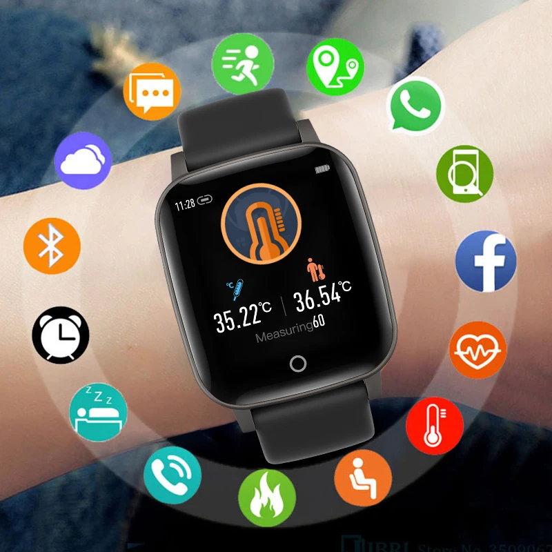 Модные умные часы с измерением температуры тела для мужчин и женщин монитором