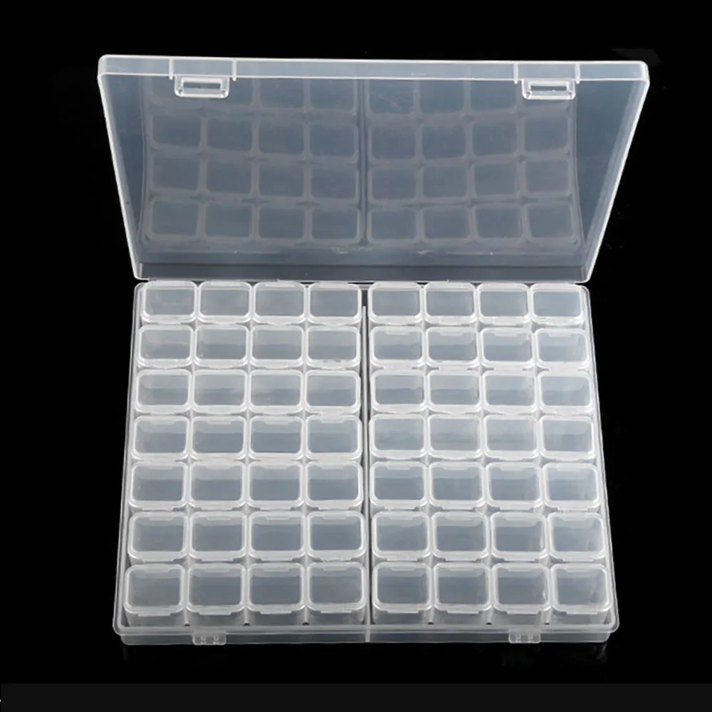 Прозрачная пластиковая коробка для хранения 28/56/224 слотов, аксессуары для алмазной живописи, ящик для хранения бусин для ногтевого дизайна