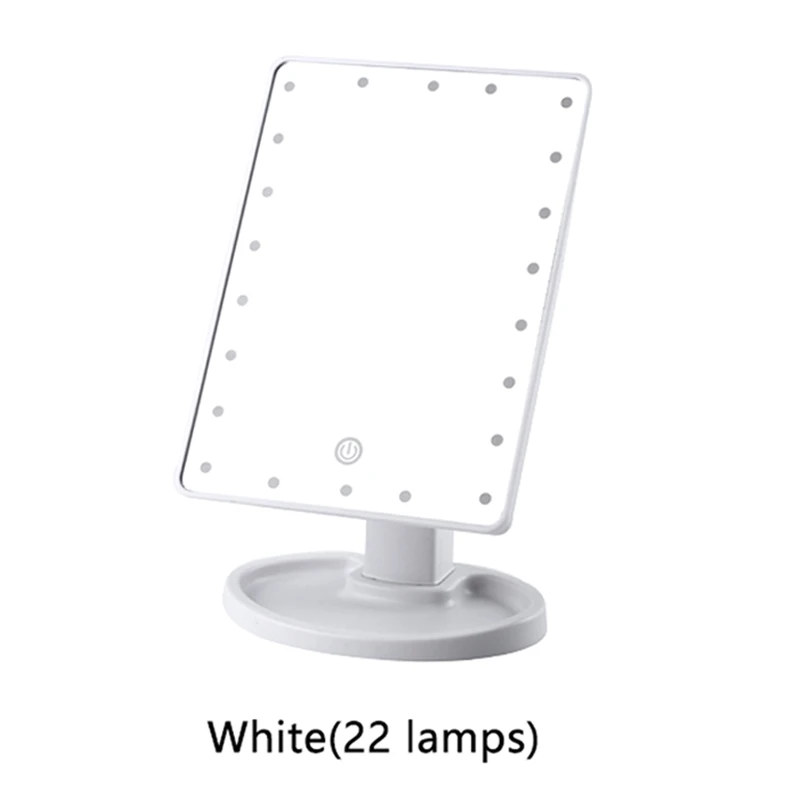 22 lamps white Зеркало для макияжа светодиодный свет зеркало стоящее портативное сенсорный экран освещенный, подсвеченный косметическое зеркало свободное вращение - Цвет: 22 lamps white