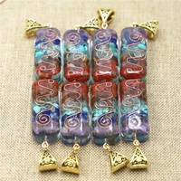 6pcs 7 chakra energy pendant orgonite necklace rainbow crystal pendant yoga meditation necklace resin jewelry for women men