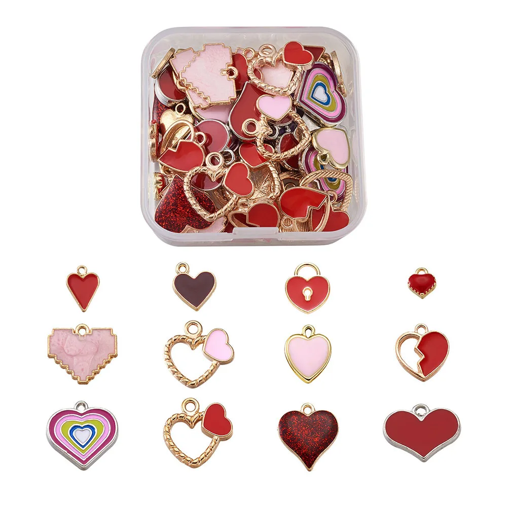 

1 Box Alloy Enamel Pendants Mini Sweetheart Charms Pendants For DIY Fashion Bracelet Earrings Necklace Jewelry Accessories