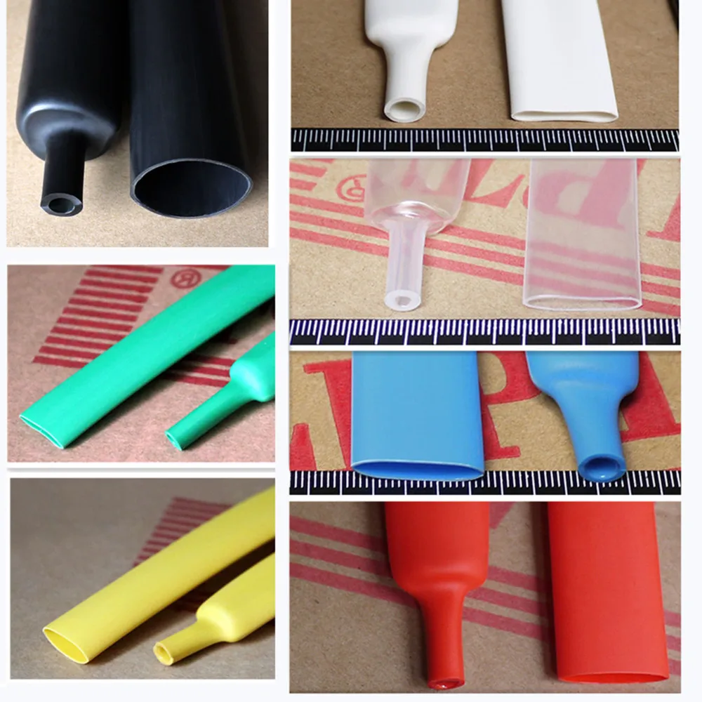 Термоусадочная трубка 3:1 с клеевым слоем и двойной стенкой диаметром 39 мм для обмотки проводов, водонепроницаемая, черная/красная/желтая/зеленая/синяя/белая/прозрачная.