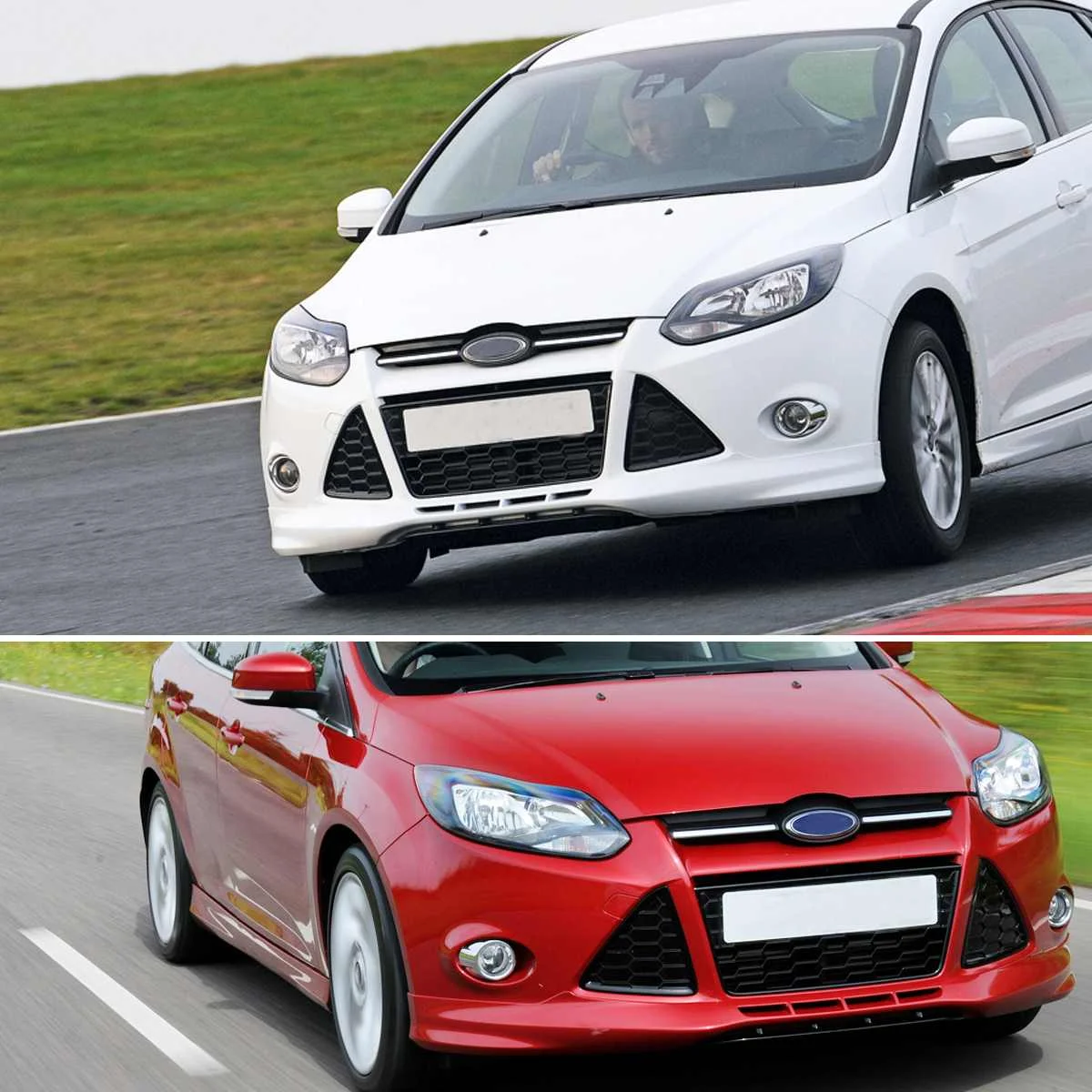 

3Pcs Auto Front Bumper Grilles Honeycomb Mesh Racing Grill Zetec S Style Triangular Grids For Ford Focus MK3 2012 2013 2014