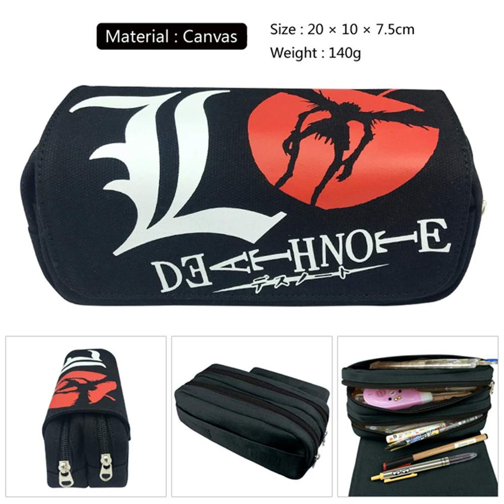 

Anime Death Note L Canvas Cosmetic Bag Boys Girls Travel Pencil Case Student Zipper Penbag Women Cartoon Makeupbag Stationery