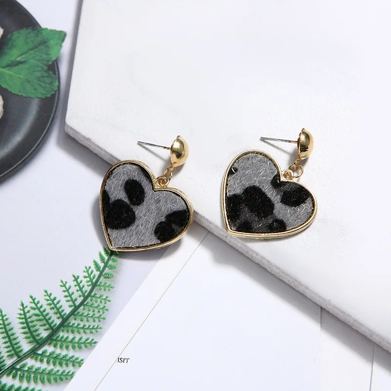 Новые корейские модные женские серьги с леопардовым принтом простые