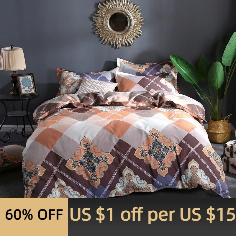 

100% thick twill pure brushed four-piece skin-friendly bed sheet and quilt cover three-piece bedding for students