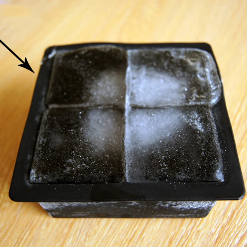 DIY креативный 4 квадратный лоток для льда силиконовый большой размер плесень бар
