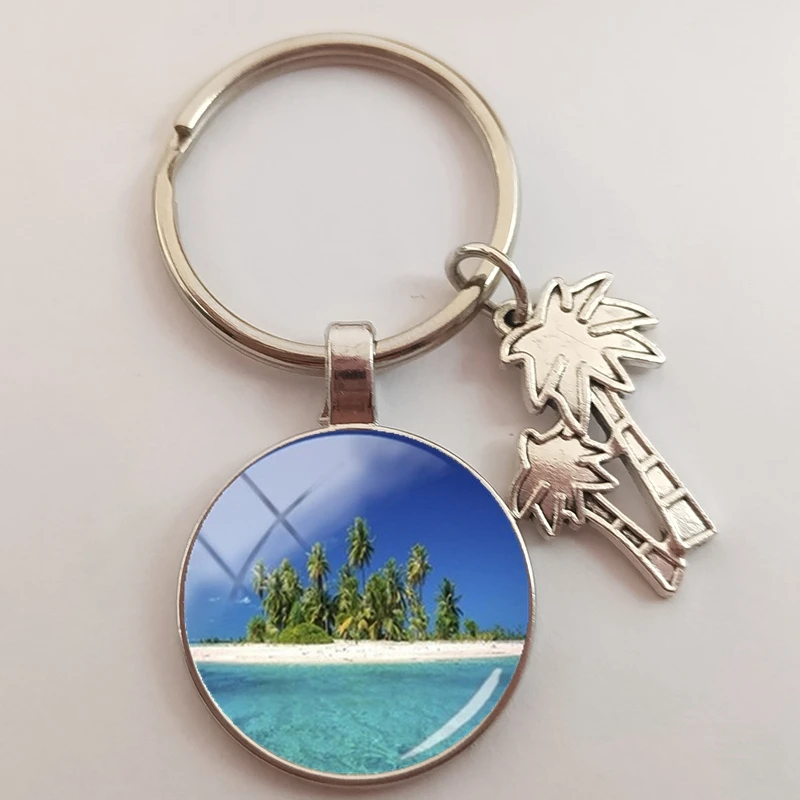 Брелок для ключей с красивым пляжем Мальдивские Острова пейзаж океан брелок пляж