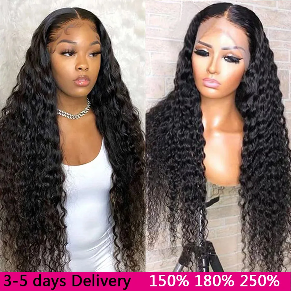

Deep Wave fFrontal Wig Curly Human Hair Wigs For Women Human Hair 250 Density 30 Inch HD Transparent Lace Front Human Hair Wigs