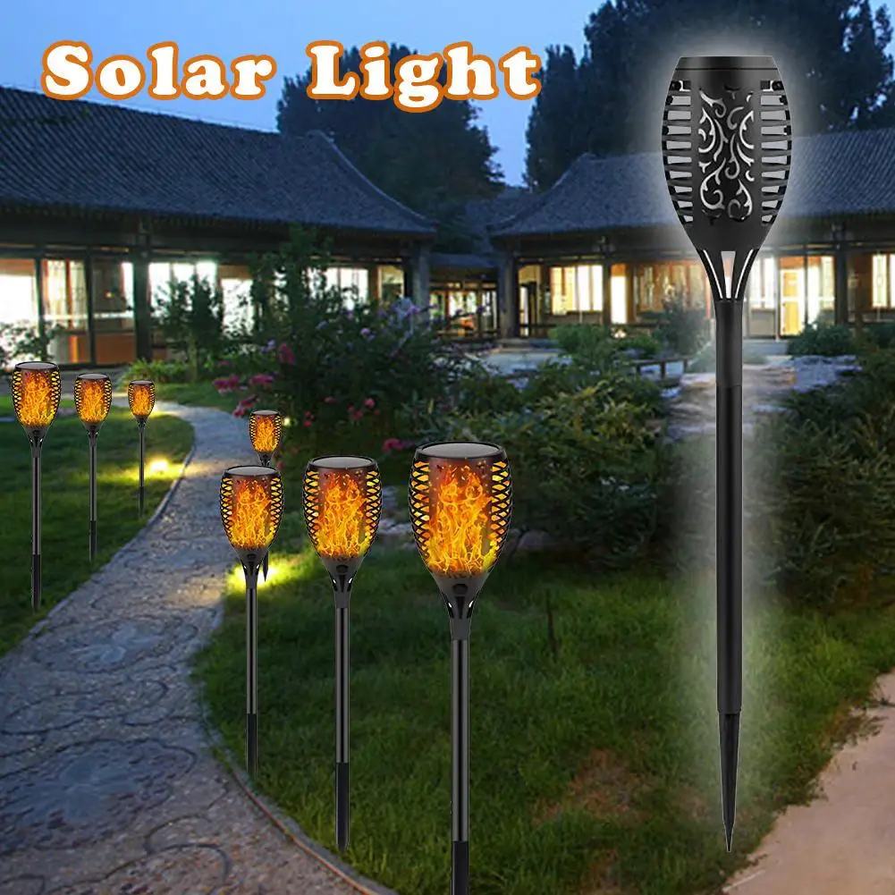 

51LED/96LED Solar Light Outdoor Spotlight Lawn Torch Pathway Dancing Landscape Decoration Waterproof Lamp Flame Garden Light 1Pc