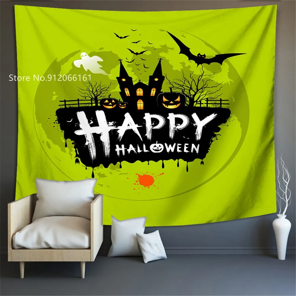 

Happy Halloween Tapestry Cartoon Pumpkin Wall Decoration Kawaii Home Decor Wall Hanging Yoga Mat For Bedroom Wall Carpet