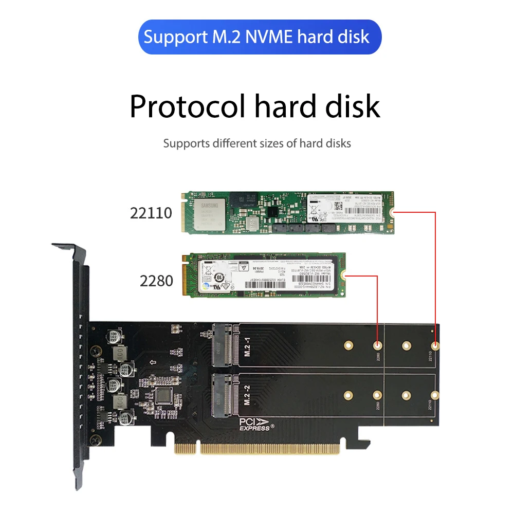 

PCIe To M2 Adapter Card PCIe X16 4 Port M2 NVME M Key SSD Converter M.2 PCI Express X16 Adapter VROC RAID Expansion Card