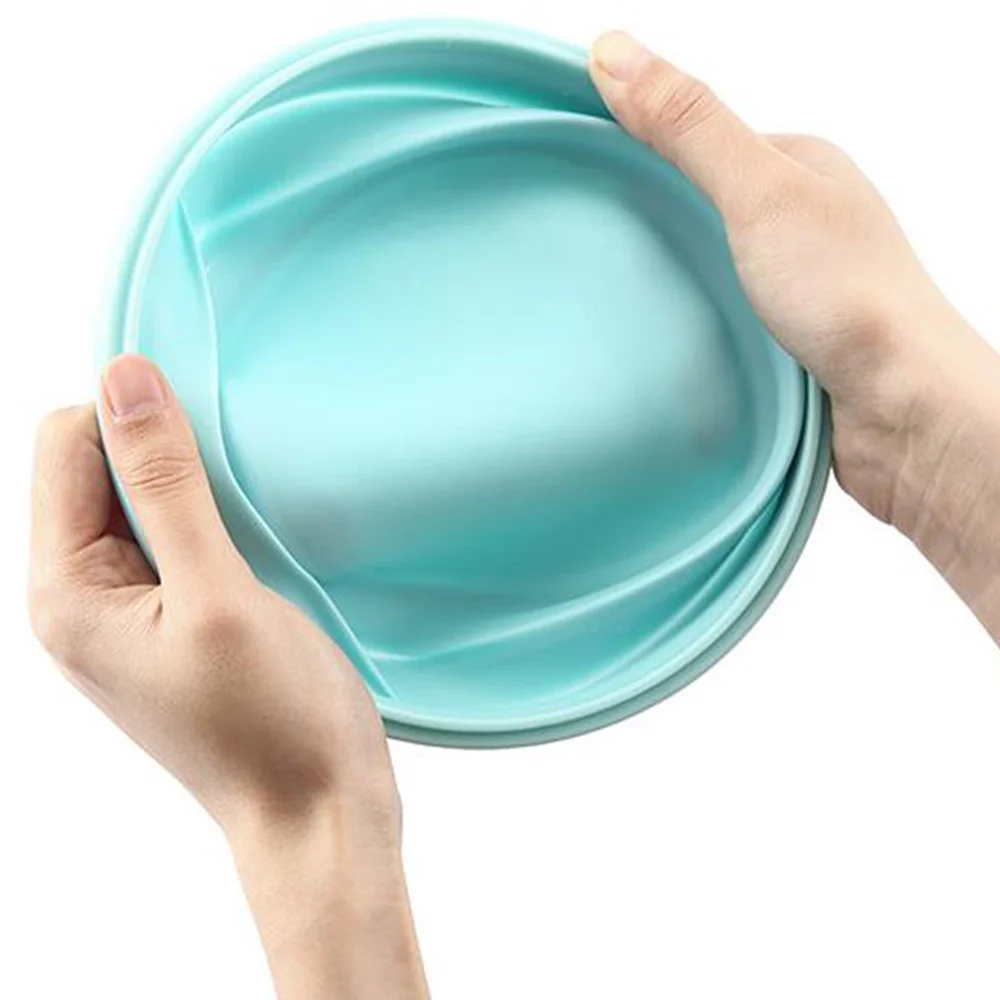 

4Pcs Portable Collapsible Lunch Box Silicone Folding Kid Food Storage Container Round Silicone Lunch Box