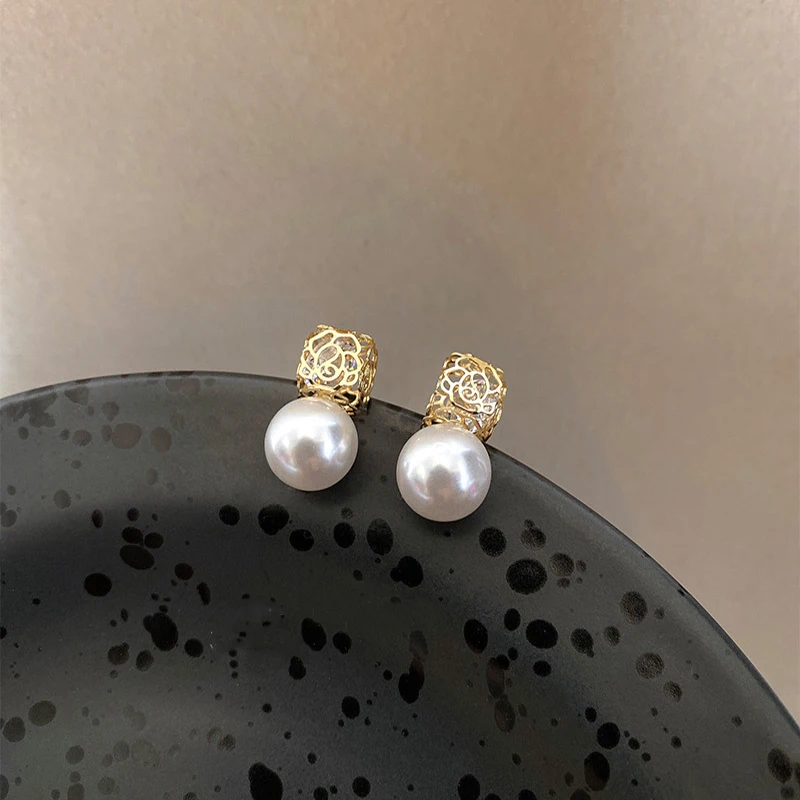 

PERMIH Women's Earrings Pearl Earrings Geometry Metal Gold Earrings For Women Shiny Zircon Female Earrings 2021 Trend Jewelry