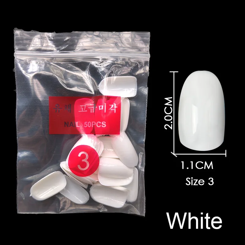 White-Size-3 Купите некоторые размеры s коротких круглых накладных гвоздей полный размер ногтей 0 1 2 3 4 5 6 7 8 доступны 3 цвета накладные ногти для ногтей DIY - Цвет: White-Size-3