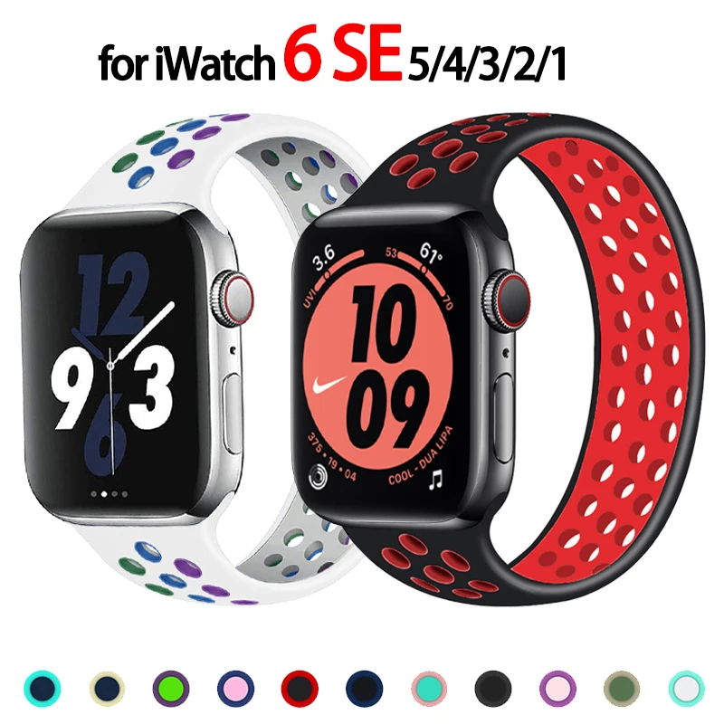 

Strap for Apple Watch Band 44mm 40mm 38mm 42mm solo loop silicone Breathable Sport Elastic Bracelet iwatch Series 6 SE 5 4 3 2 1