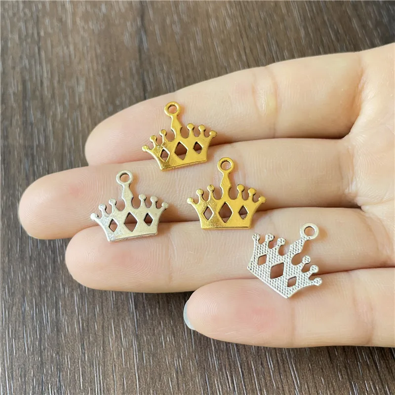 

JunKang Alloy Ethnic Hollow Glossy Crown Small Pendant DIY Beaded Bracelet Necklace Amulet Jewelry Connector Make Accessories