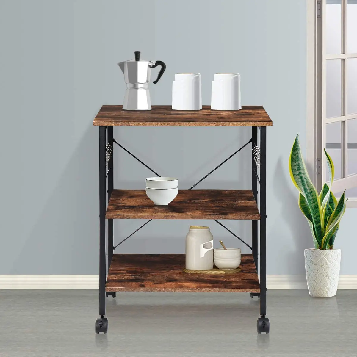 3 Tier Kitchen Storage Cart Microwave Oven Rack For Household Kitchen Wheel Movable Multifunctional Storage Holders  Cart