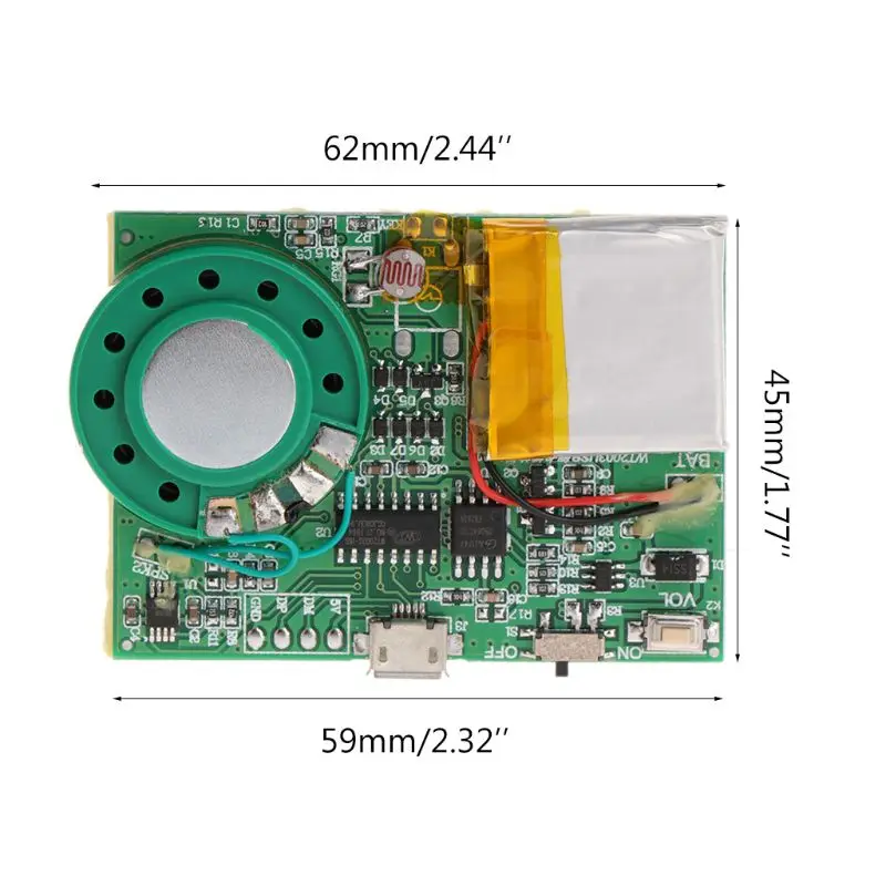 

Music Playing Board Greeting Card Voice Module Button/Light Induction Control HX6C