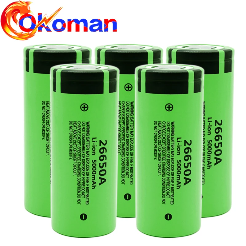 Аккумулятор для Panasonic 26650A 3,7 V 5000mAh высокой емкости 26650 литий-ионная аккумуляторная батарея