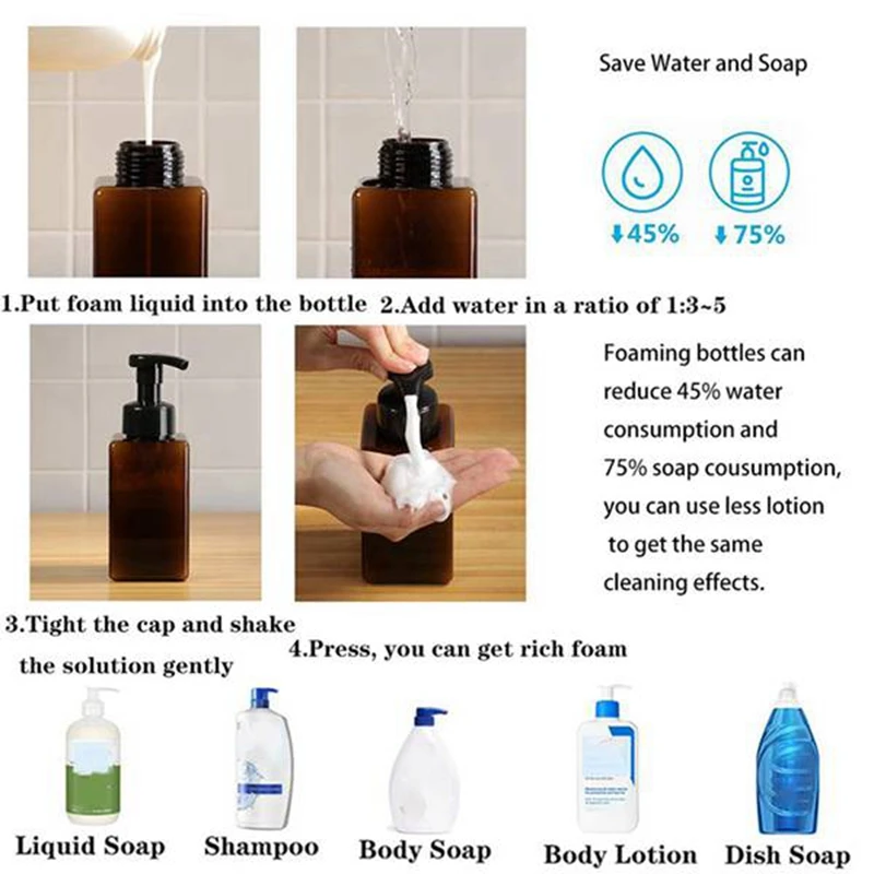 

4 PCS,Plastic Pump Bottle,Refillable Pump Bottle Lotion Soap Dispenser Liquid Container for Shampoo Bathroom Kitchen