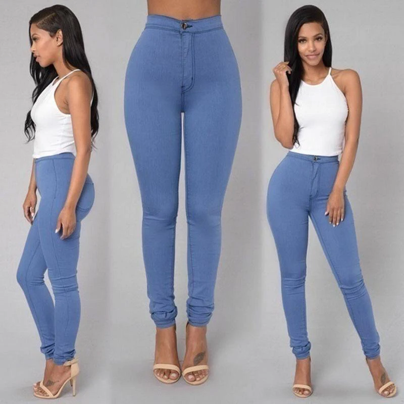 

Women Pencil Stretch Casual Skinny Pants High Waist Chffion OL Lady Ankle Length Capris Trouser