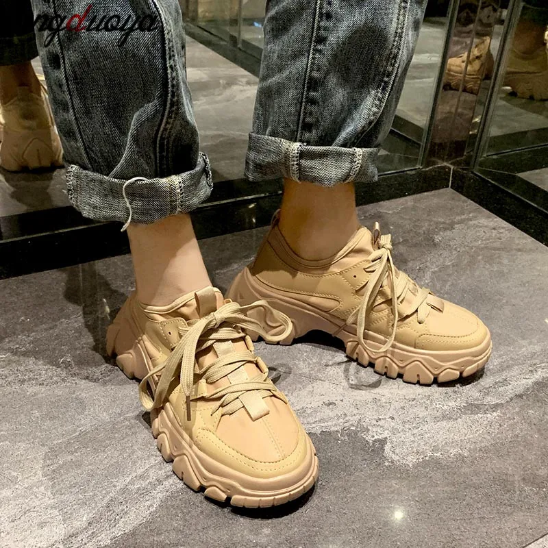 Кроссовки женские на платформе легкие дышащие массивные для бега черные|Беговая