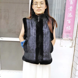 Женский меховой жилет из овчины, кожаный жилет для езды на лошади, овчина, короткая теплая женская тонкая куртка