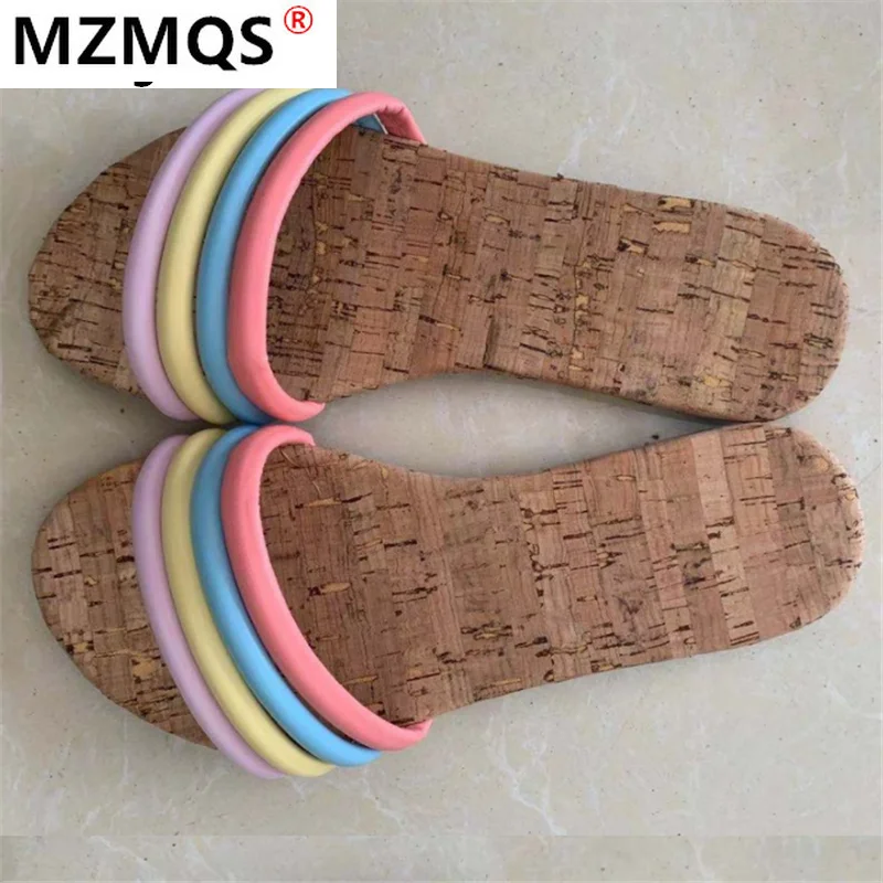 

2021 Summer Women's Sandals Fashion Outdoor Beach Open Toe Slippers Shoes for Woman Comfortable Light Casual Low-heeled Sandals