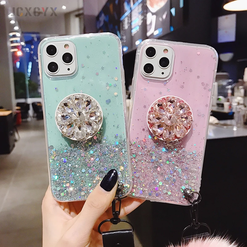Роскошный Алмазный милый шнур для волос, мягкий чехол для iphone 7 X XR XS 11 pro MAX 8 6S plus для samsung S10 S8 S9 Note A50