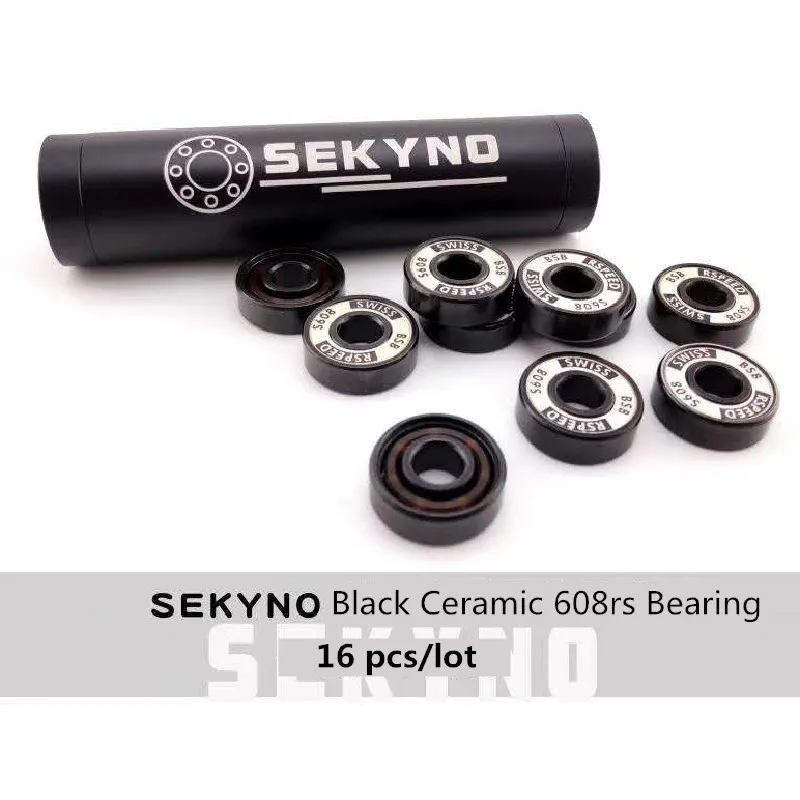 SEKYNO Professional Inline Speed Skates Bearing 7-beads Si3N4 balls black ceramic bearings self-lubricated 608 8*22*7mm 608rs 16