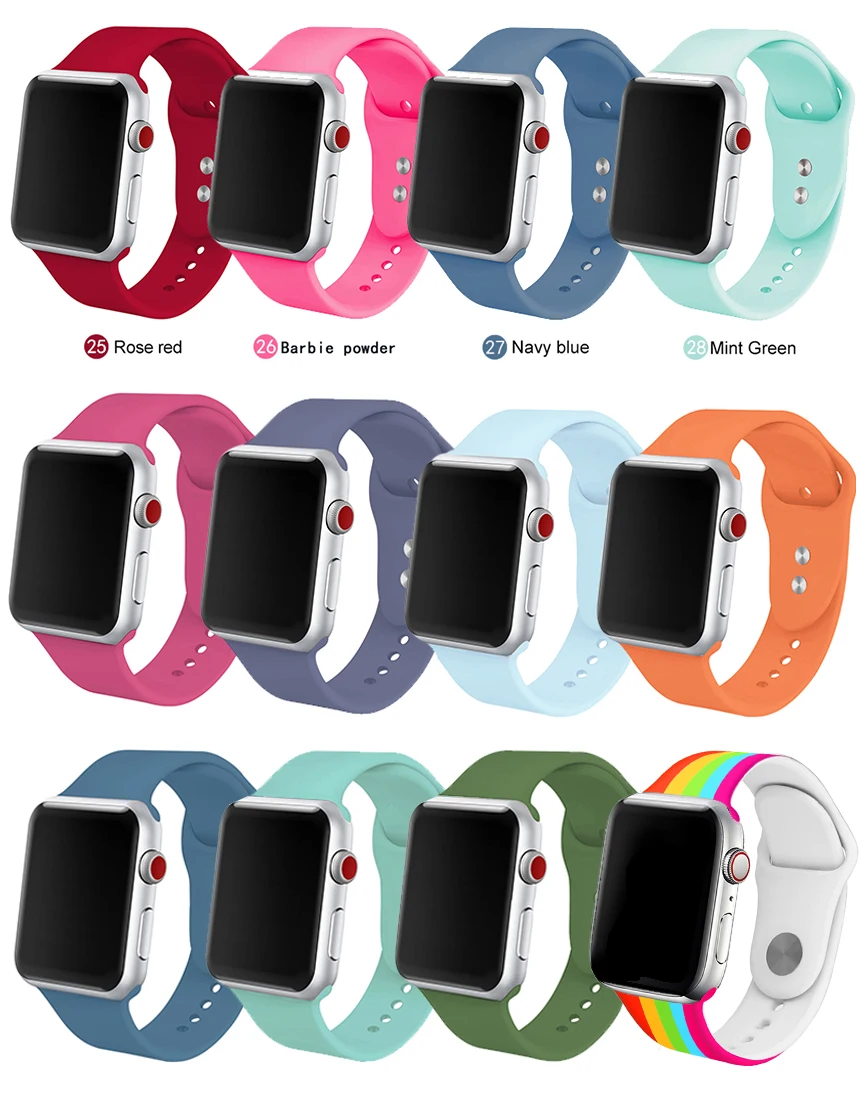 Ремешок для часов для Apple 38 мм 42 мм iWatch 5 ремешок 44 мм 40 мм Ремень спортивный силиконовый браслет часы аксессуары для Apple 5 4 3 2 1