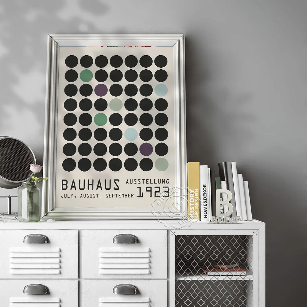 

Exhibition Bauhaus Prints Poster, Bauhaus 1923 Weimar Geometry Wall Art Print, Minimalism Round Dot Wall Picture Home Art Decor